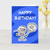 Kinder 8e verjaardagskaart met kleine tennisspeler kaart (Gele Bloem)