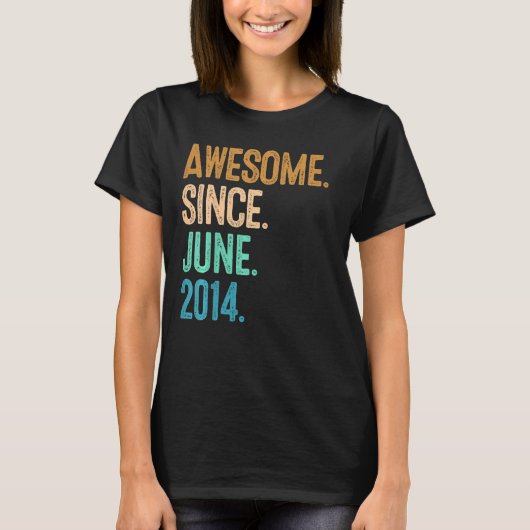 Kinder 8ste verjaardag Geweldige sinds juni 2014 T-shirt (Voorkant)