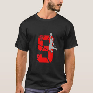 Kinder 9 jaar oud 9e Basketball Birthday Partythem T-shirt