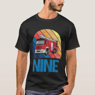 Kinder 9 jaar oud 9e verjaardag Jongen brandweervu T-shirt
