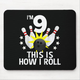 Kinder 9 jaar oud Bowling Birthday Shirt Hoe ik Muismat