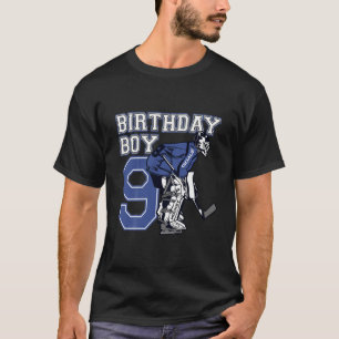 Kinder 9 jaar oud Ice Hockey Goalie Thema Birthday T-shirt