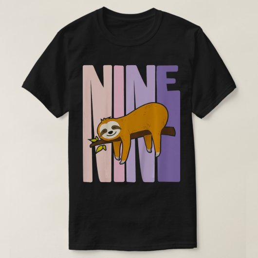 Kinder 9 Jaar Oud Schattige Sloth Verjaardags Meis T-shirt (Design voorkant)