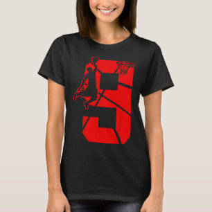 Kinder 9 jaar oude 9e Bysketbyll verjaardagsfeestj T-shirt