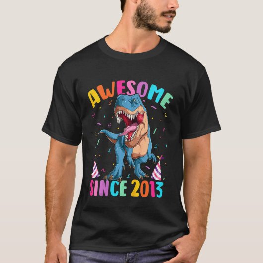 Kinder 9 jaar oude dinosaur Geweldige sinds 2013 T-shirt (Voorkant)
