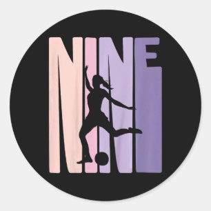 Kinder 9 Jaar Voetbal Meisjes Gift 9e Verjaardag V Ronde Sticker