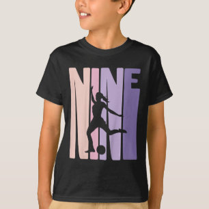 Kinder 9 Jaar Voetbal Meisjes Gift 9e Verjaardag V T-shirt