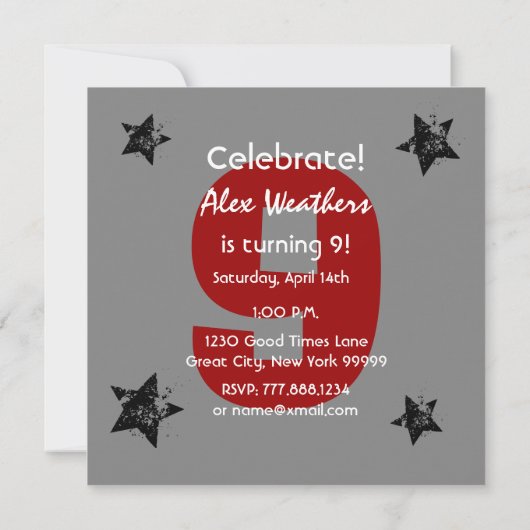 KINDER 9de verjaardag van de houtskool, C9SA Kaart (Achterkant)