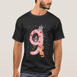 Kinder 9de verjaardag van het meisje Cute Cat Outf T-shirt