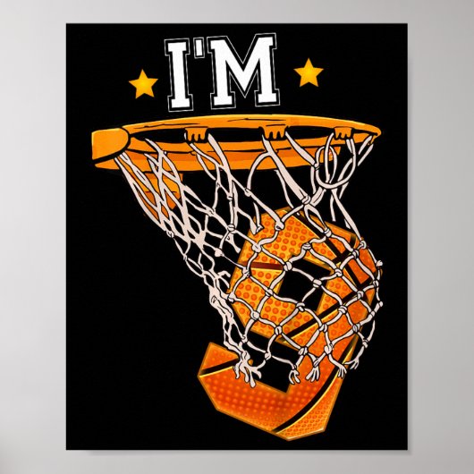 Kinder 9e Verjaardag Basketbal Ik ben 9 Jongen Mei Poster (Voorkant)