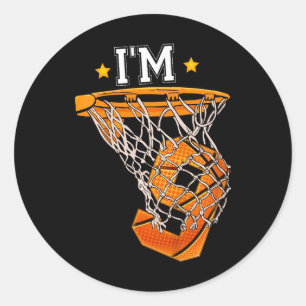 Kinder 9e Verjaardag Basketbal Ik ben 9 Jongen Mei Ronde Sticker