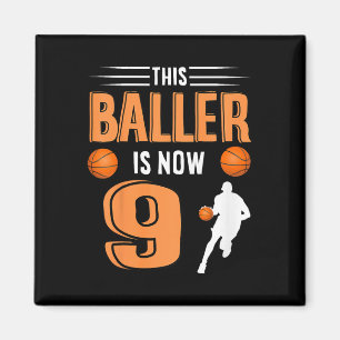 Kinder 9e verjaardag basketbal outfit deze baller magneet