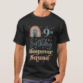 Kinder 9e verjaardag Boho Rainbow Sleepover Squad  T-shirt (Voorkant)