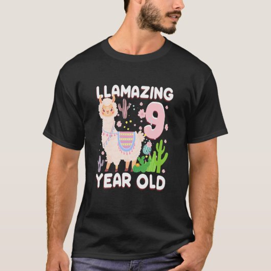 Kinder 9e verjaardag cadeau 9 jaar oud en lamazing t-shirt (Voorkant)