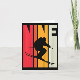 Kinder 9e Verjaardag Jongen Retro Ski Lover Skier  Kaart