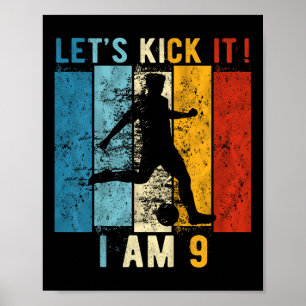 Kinder 9e verjaardag Jongen Voetbal 9 jaar oude ve Poster