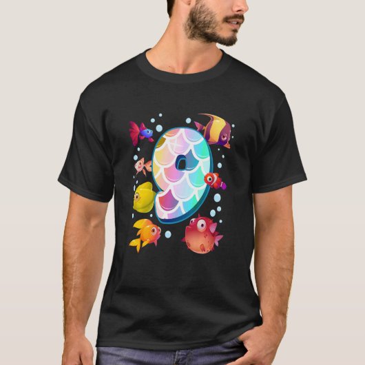 Kinder 9e verjaardag Regenboogvis Tetra Populaire  T-shirt (Voorkant)