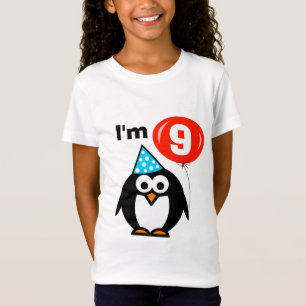 Kinder 9e verjaardag shirt   pinguïn met rode ball