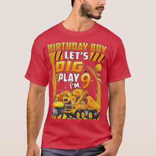 Kinder 9e verjaardag van de bouw van vrachtwagens t-shirt