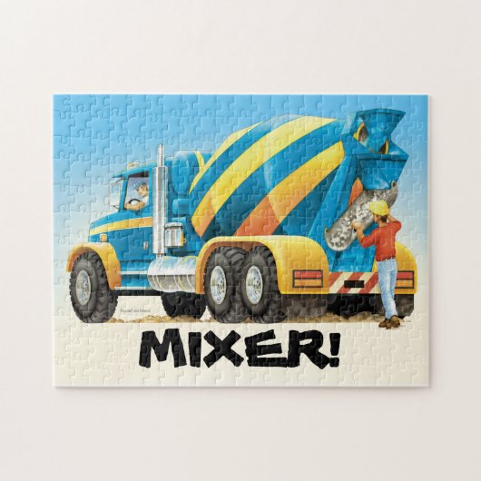 Kinder Aangepast betonnen mixer Construction Truck Legpuzzel (Horizontaal)