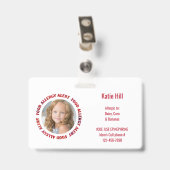 Kinder Aangepast fotovoedingsalarm voor allergie Badge (Back with Clip)