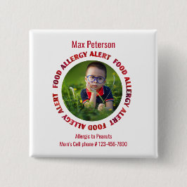 Kinder Aangepast fotovoedingsalarm voor allergie Vierkante Button 5,1 Cm