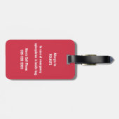 Kinder Aangepaste Alert School Daycare Bag Label Bagagelabel (Achterkant horizontaal)