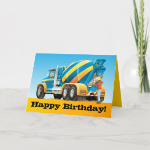 Kinder aangepaste betonmixer vrachtwagen Happy Bir Kaart