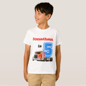 Kinder Aangepaste Bouw Vrachtwagen 5e verjaardag T-shirt (Voorkant volledig)