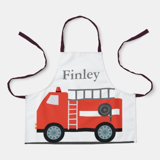 Kinder aangepaste 'Firetruck' All-over Print Apron Schort (Voorkant)