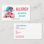 Kinder Aangepaste Foto-Voedselallergie Medische wa Contactkaartje (Voorkant / Achterkant)