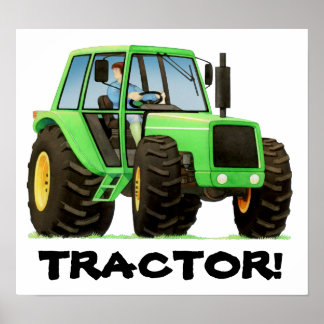 Kinder aangepaste groene tractor poster
