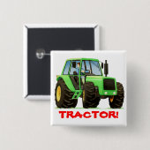 Kinder aangepaste groene tractor vierkante button 5,1 cm (Voorkant /achterkant)
