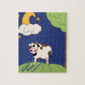 Kinder aangepaste Koe over de maan puzzel (Verticaal)