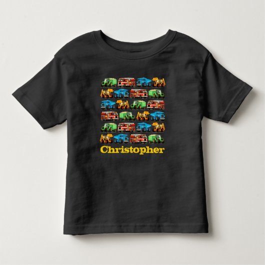 Kinder Aangepaste Naam Constructie Vrachtwagenpatr Kinder Shirts (Voorkant)