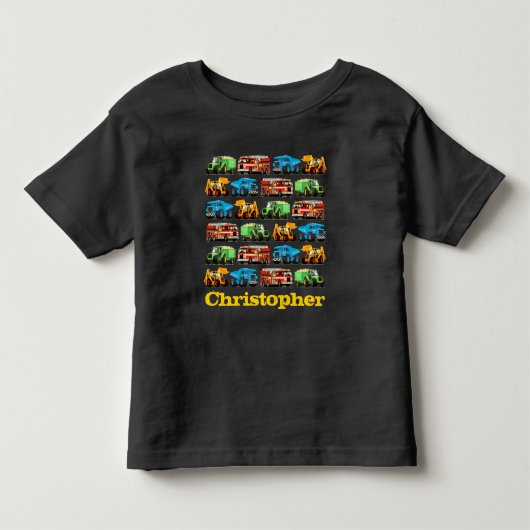 Kinder Aangepaste Naam Constructie Vrachtwagenpatr Shirts (Voorkant)