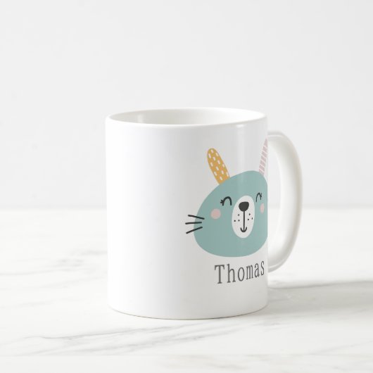 Kinder aangepaste naam Cute Scandi Bunny Koffiemok (Voorkant rechts)