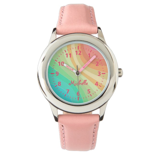 Kinder aangepaste naam Rainbow Watch Horloge (Voorkant)