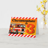 Kinder aangepaste naam Red Fire Truck Happy 3rd Bi Kaart (Gele Bloem)