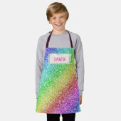 Kinder Aangepaste naam Regenboog glitter schorten (Gedragen)