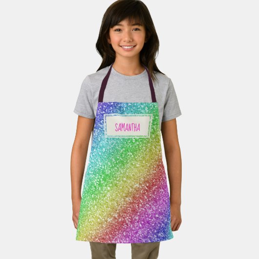 Kinder Aangepaste naam Regenboog glitter schorten (Insitu)