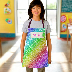 Kinder Aangepaste naam Regenboog glitter schorten