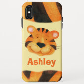 Kinder aangepaste naam schattige tijger gezicht si Case-Mate iPhone case (Achterkant)
