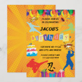 Kinder aangepaste ninja verjaardagsfeestuitnodigin kaart (Voorkant / Achterkant)