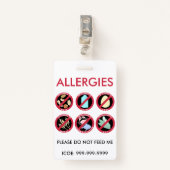 Kinder Aangepaste Top 8 Alert over allergenenaller Badge (Voorkant met clip)