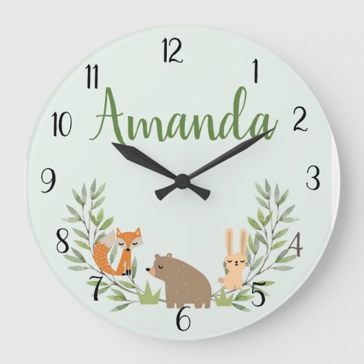 Kinder Aangepaste Wonneursery Wall Clock Grote Klok (Voorkant)