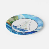 Kinder Aangepersonaliseerde Zeilboot Birthday Part Papieren Bordje (Gekanteld)