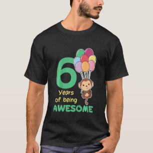 Kinder Aap 6e Verjaardag Voor Kinderen Zes Jaar Ou T-shirt