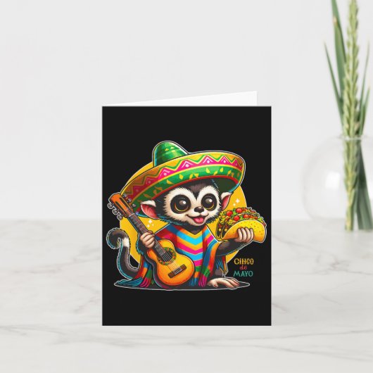 Kinder aap met Sombrero en Poncho Cinco Kaart (Voorkant)