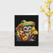 Kinder aap met Sombrero en Poncho Cinco Kaart (Gele Bloem)